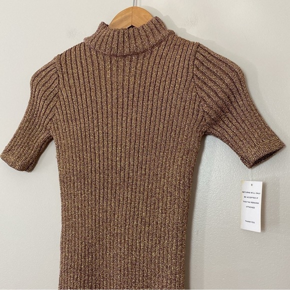 FINAL DROP. NWT* FOR LOVE & LEMONS • Sparkle KNITZ Metallic Rose Gold Mini Dress - Picture 9 of 11